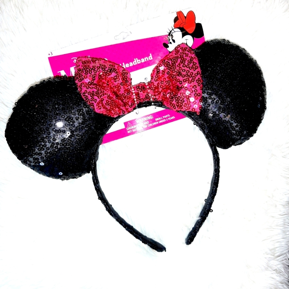 NWT DISNEY Minnie Mouse Bow sequin headband